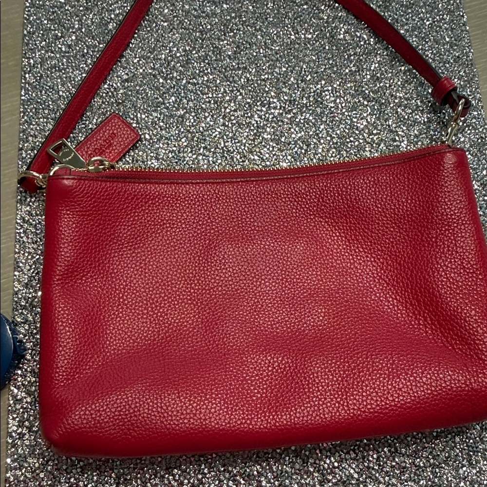 Coach Pebble Leather Cherry red Crossbody Bag - Picture 6 of 12